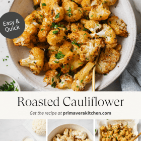 Titled Photo Collage (and shown): roasted cauliflower