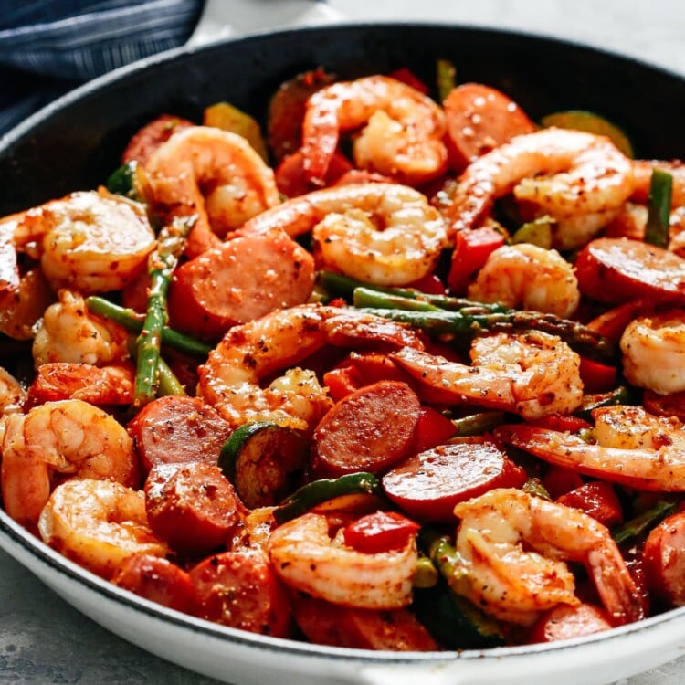 Shrimp and Sausage Vegetable Skillet.