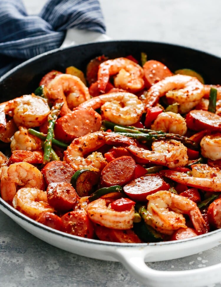 Shrimp and Sausage Vegetable Skillet.