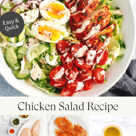 Titled Photo Collage (and shown): Chicken Salad Recipe