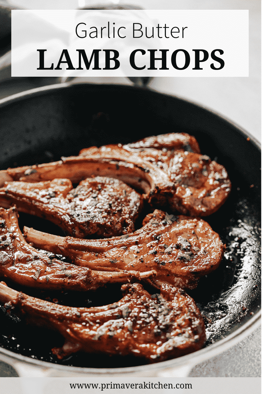 close up of lamb chops in a skillet