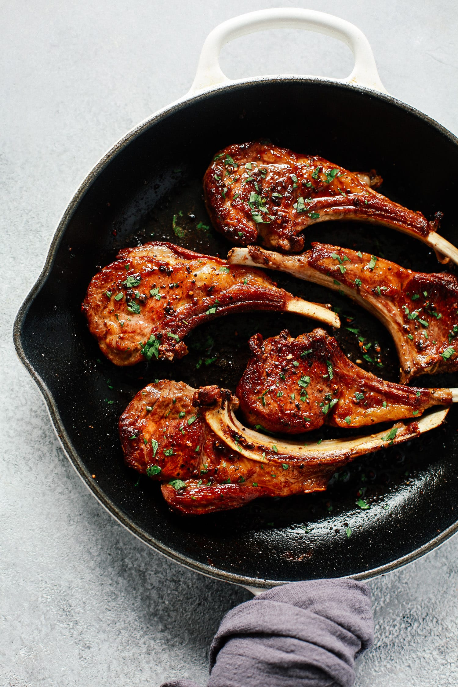 Lamb Chop in a skillet