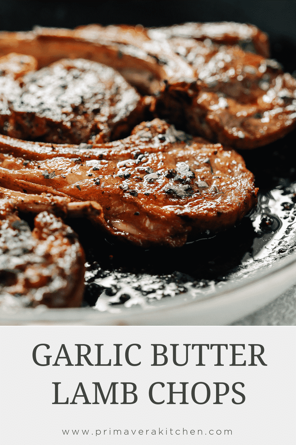 a close up of lamb chops in a skillet 