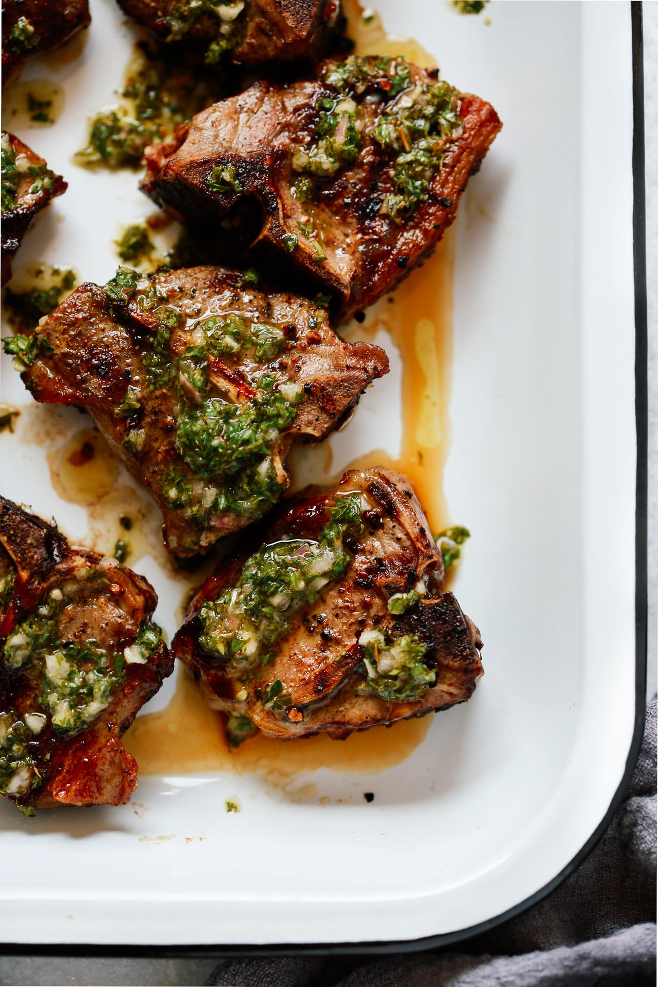 Lamb chops in chimichurri marinade