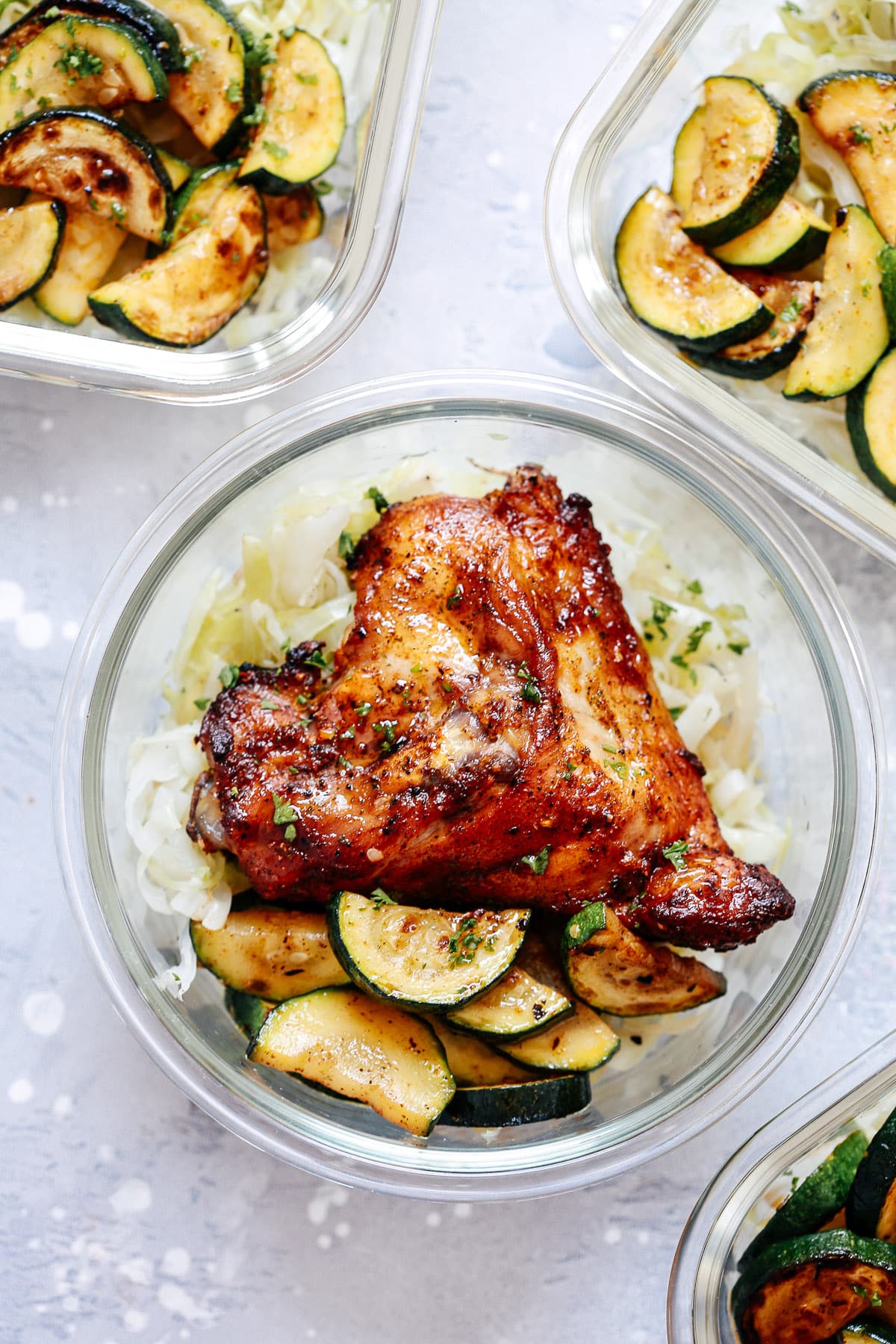 spicy chicken and vegetables in a glass bowl