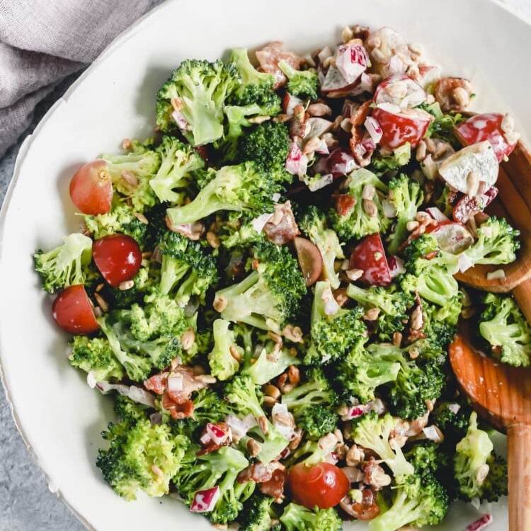 bowl of fresh broccoli salad