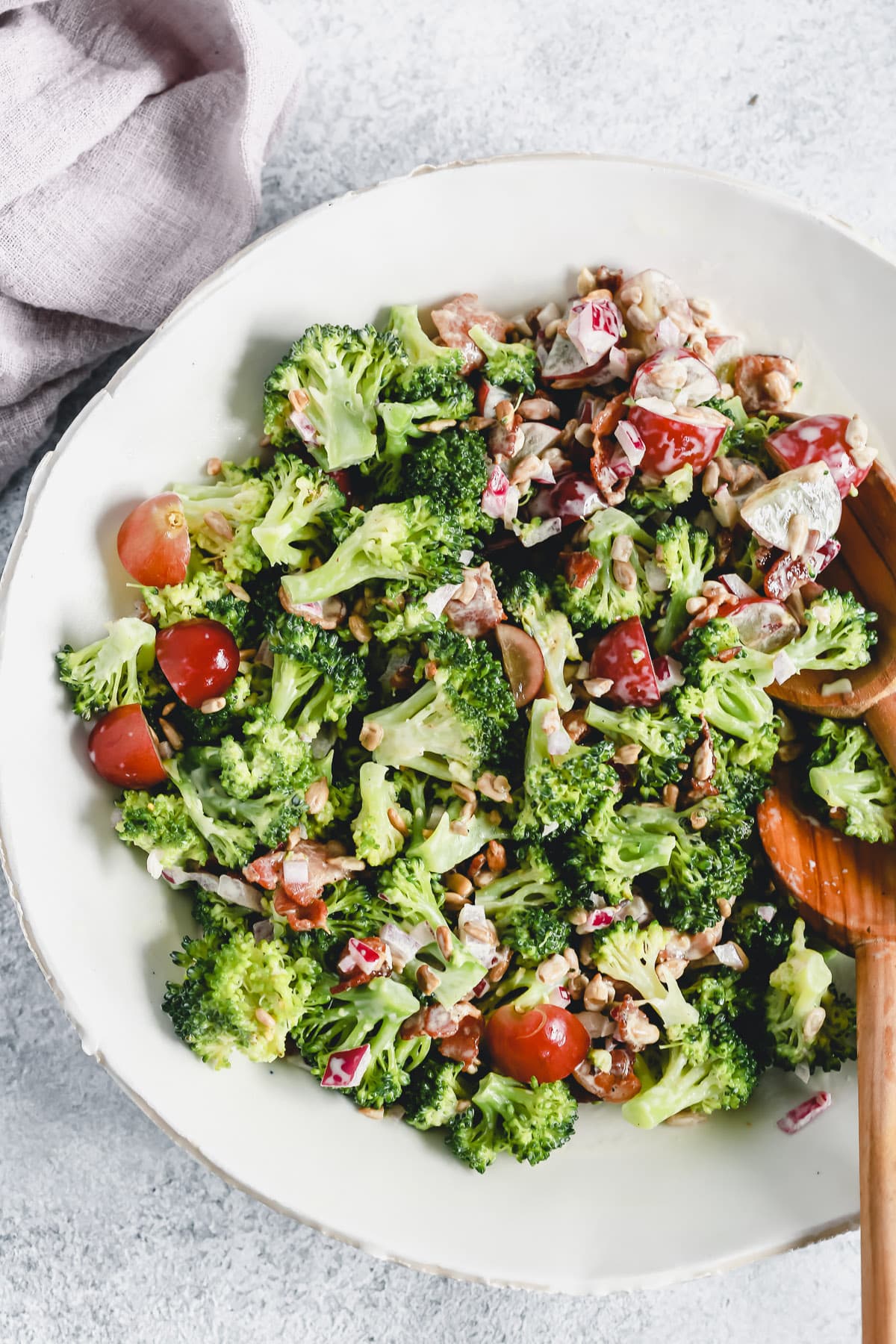 bowl of fresh broccoli salad