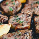 lemon thyme lamb chops close up
