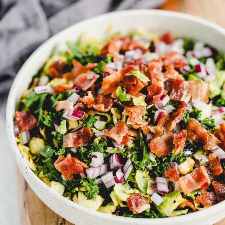 close up of Brussels Sprouts Bacon Salad
