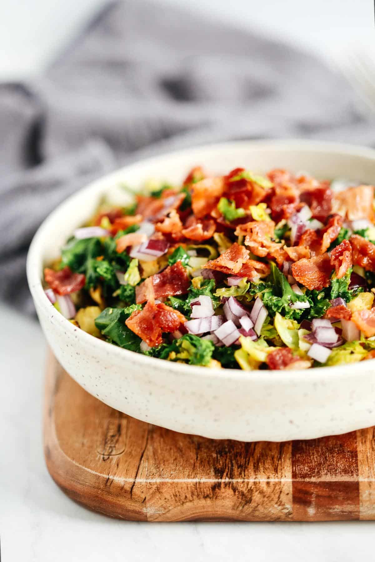 close up of Brussels Sprouts Bacon Salad 