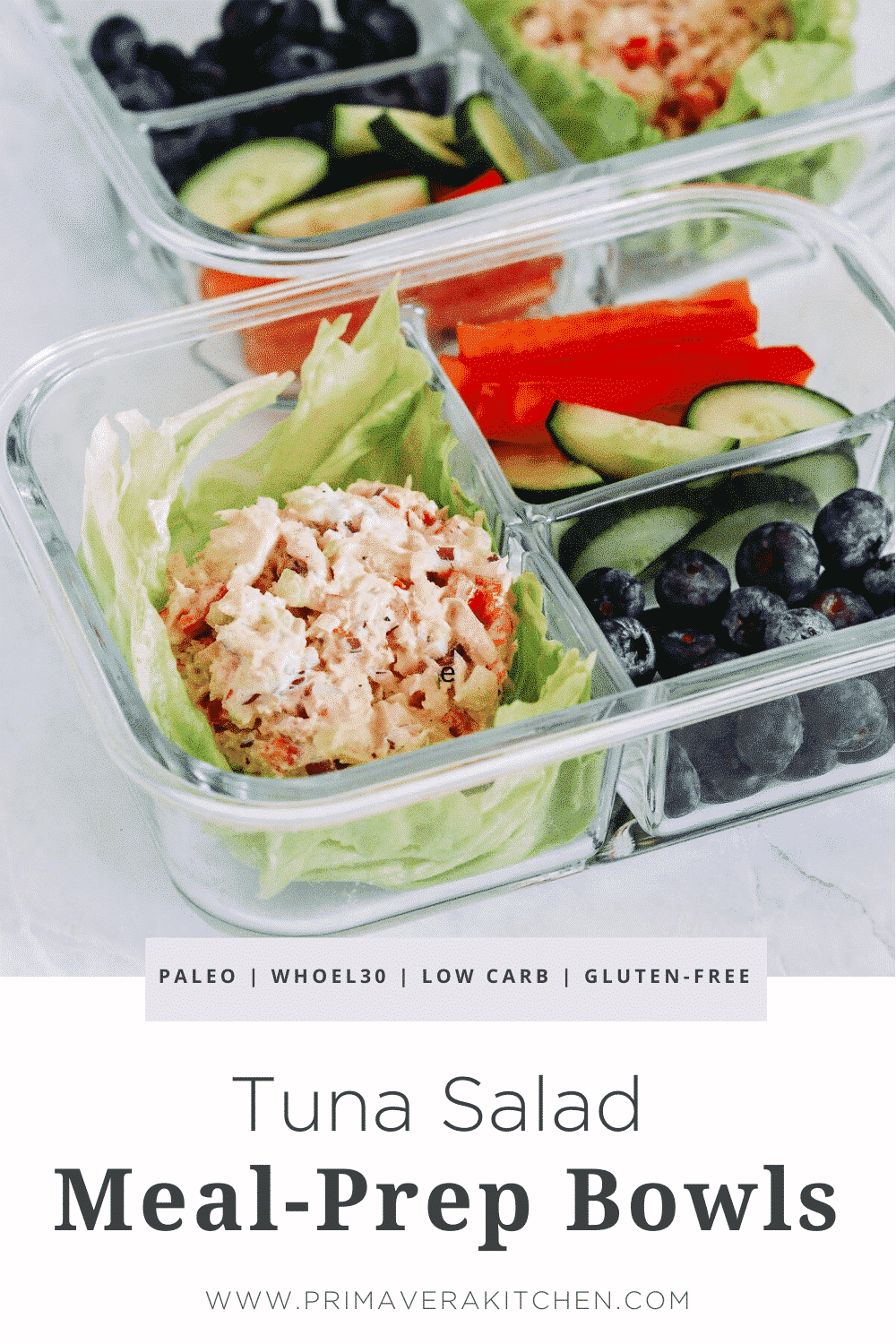 titled photo collage (and shown): tuna salad meal prep bowl