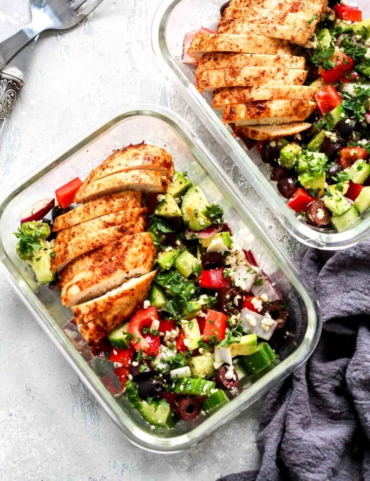 Mediterranean Chopped Chicken Salad {Meal Prep} - Meal Plan Addict