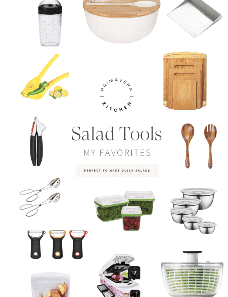 Titled Photo Collage (and shown): Salad Tools