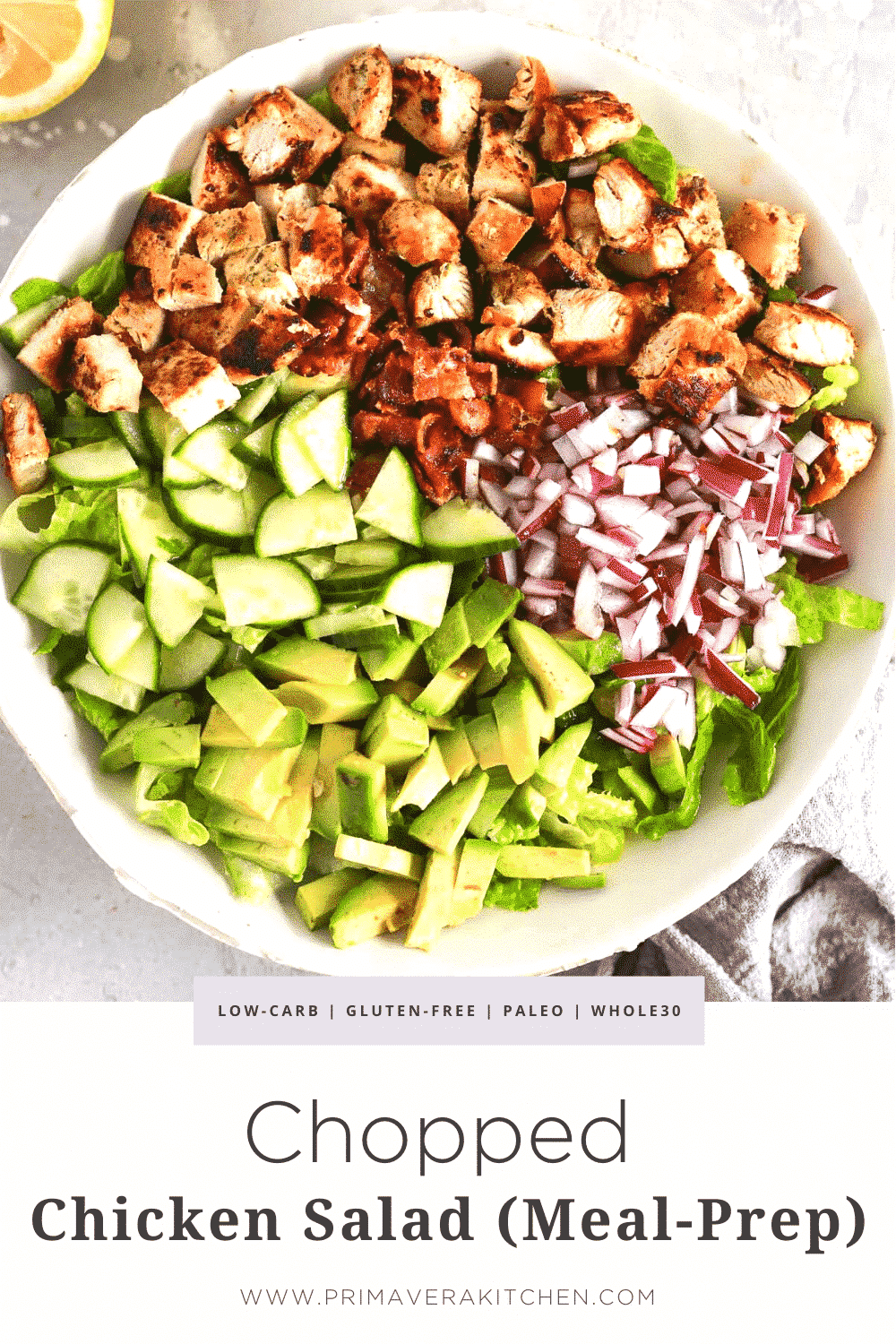 titled photo collage (and shown): Chopped Chicken Salad