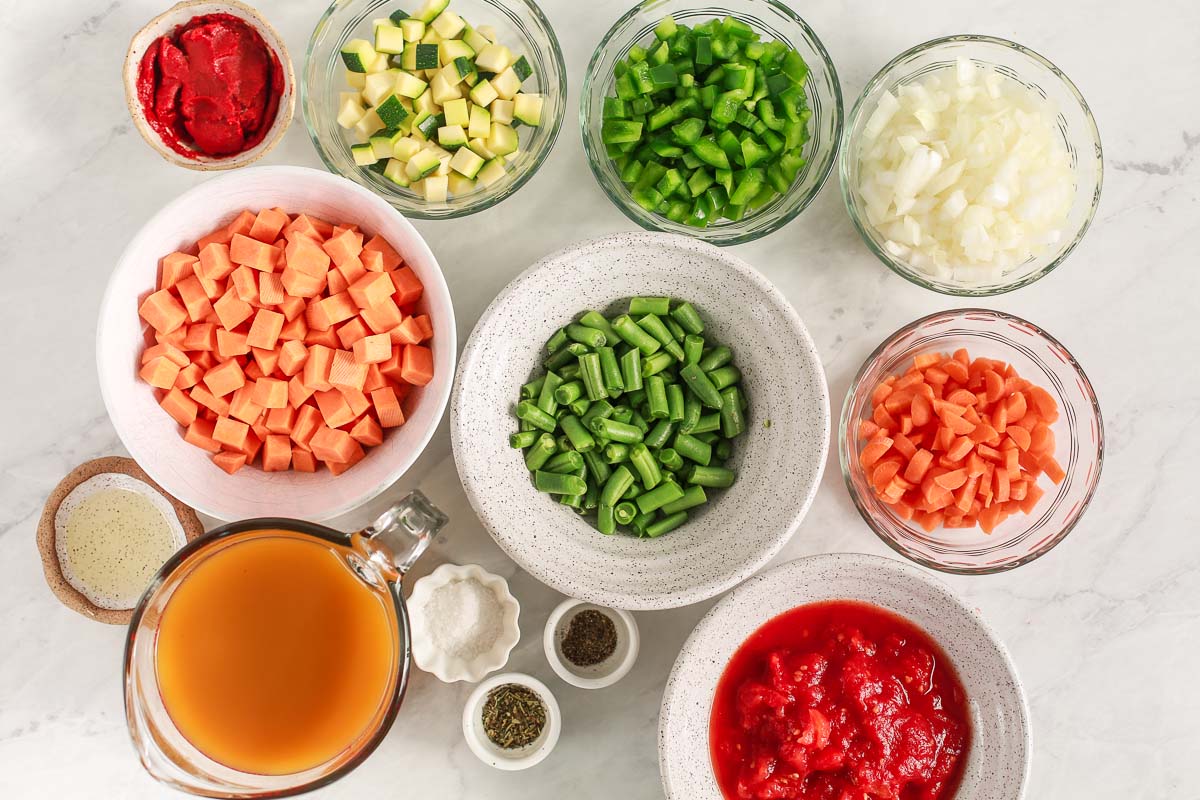 ingredients in bowls