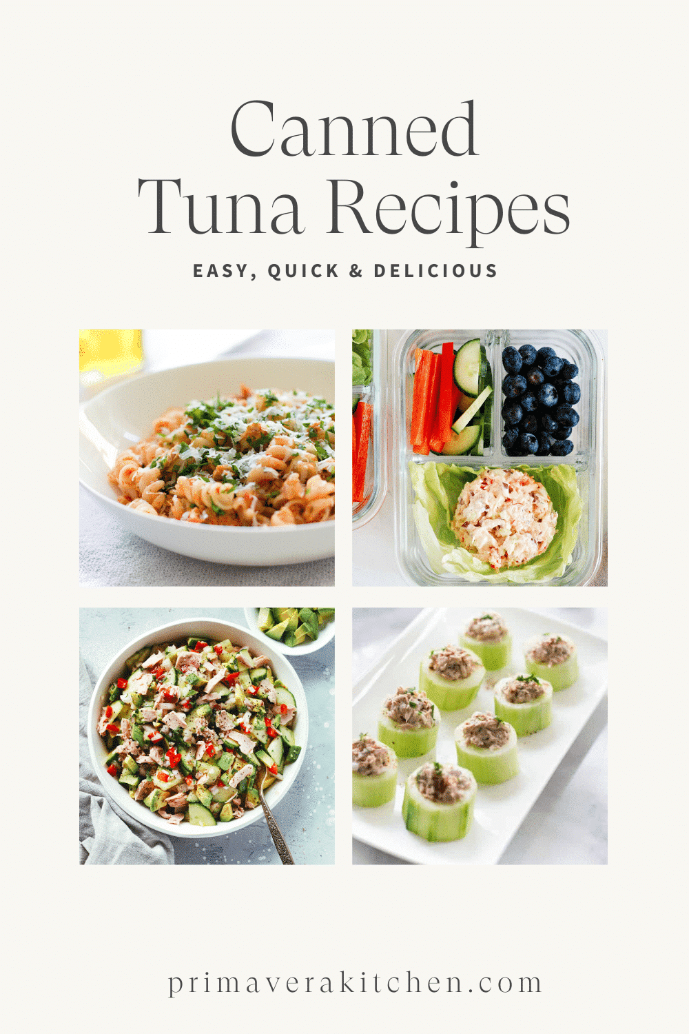 Titled Photo Collage (and shown): Canned Tuna Recipes