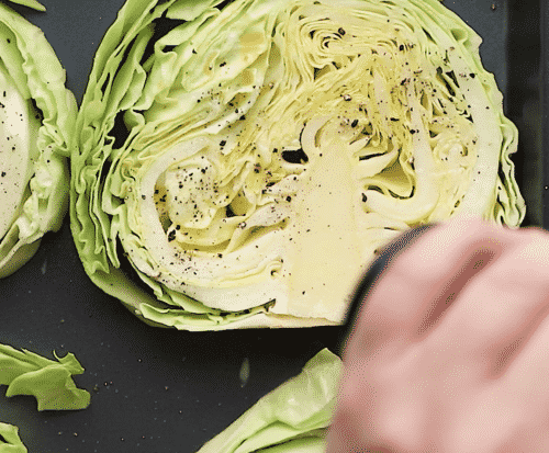 closeup of a slice of cabbage