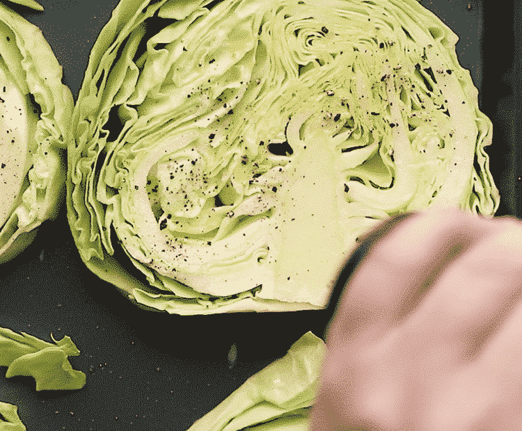 closeup of a slice of cabbage