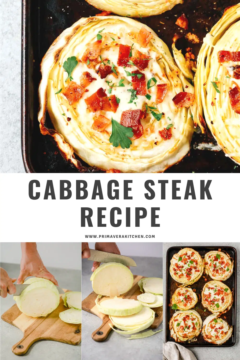 titled photo collage (and shown):  cabbage steak recipe