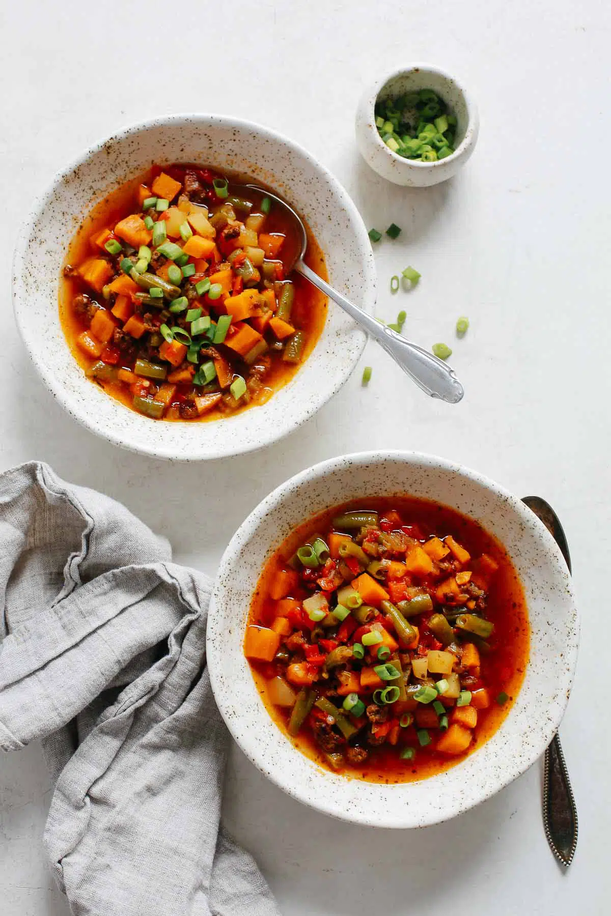 finished vegetable soup recipe with garnish