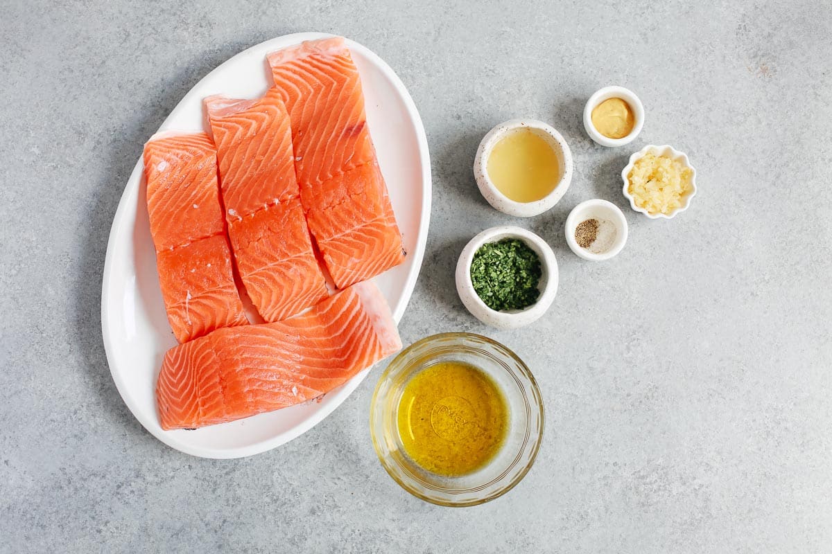 ingredients to make baked salmon with mustard sauce