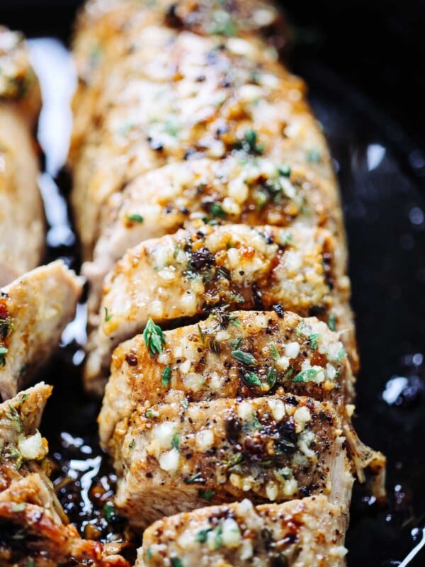 close up of a pork tenderloin