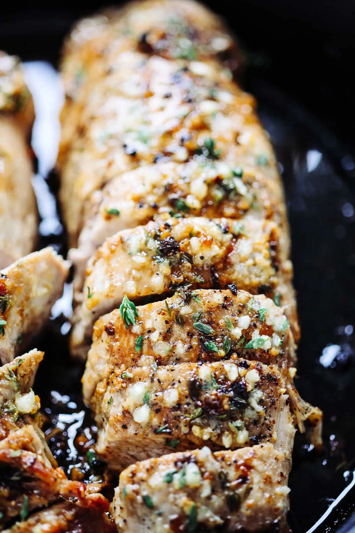 close up of a pork tenderloin