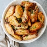 bowl filled with crispy baked chicken wings