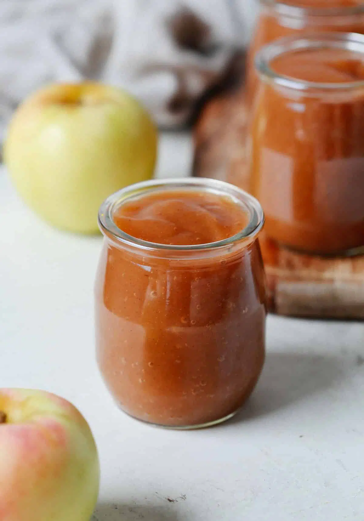 applesauce inside of a glass jar