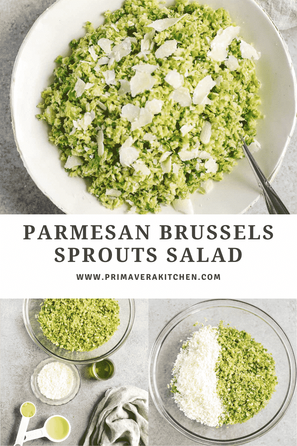 titled photo collage (and shown): Parmesan Brussels Sprouts Salad