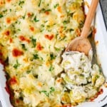 Close up of Brussels Sprouts Casserole Recipe.