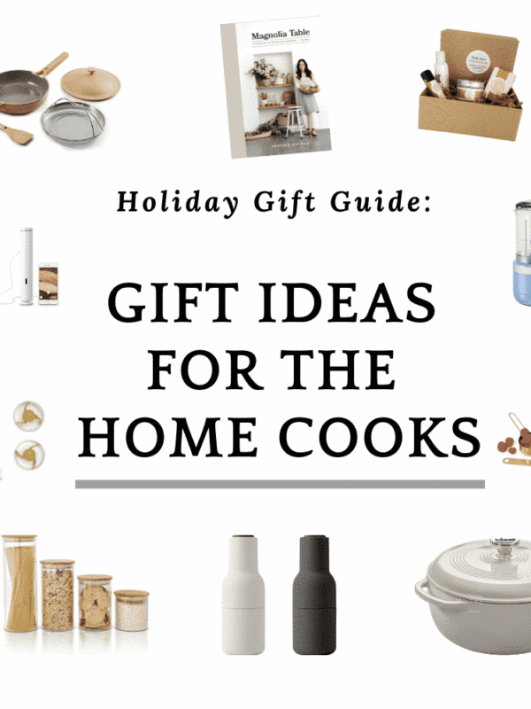 collage of photos with a text that says "gift ideas for the home cooks"