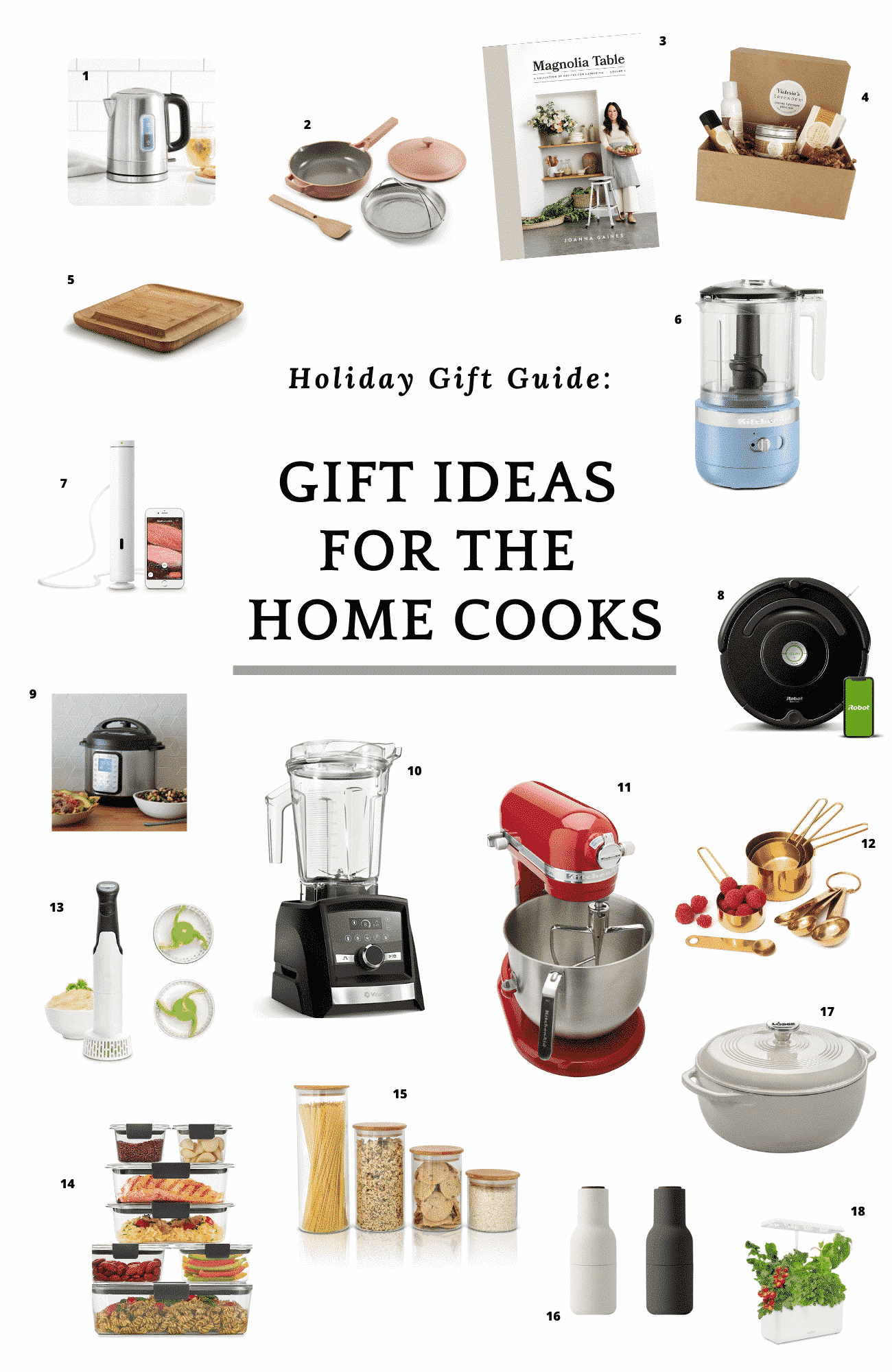 collage of photos with a text that says \"gift ideas for the home cooks\"