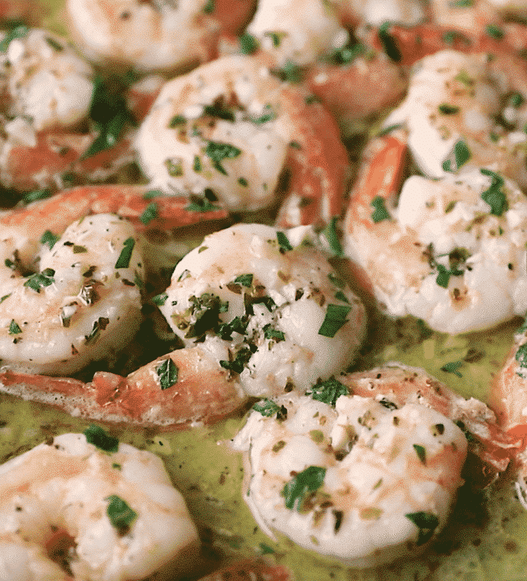 close up of garlic butter shrimp