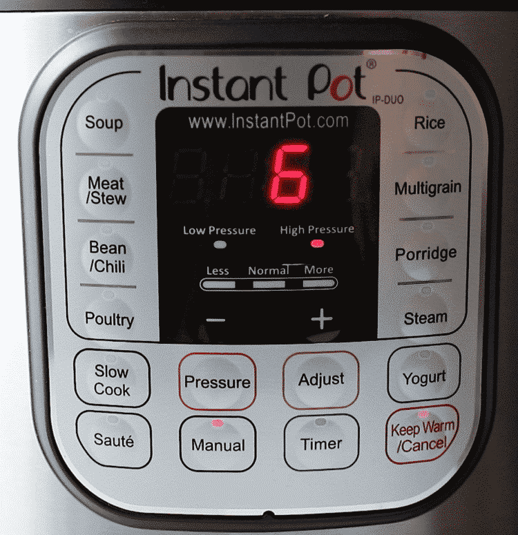 closeup of an instant pot menu