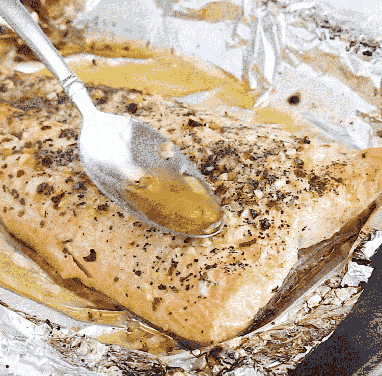 close up of baked salmon