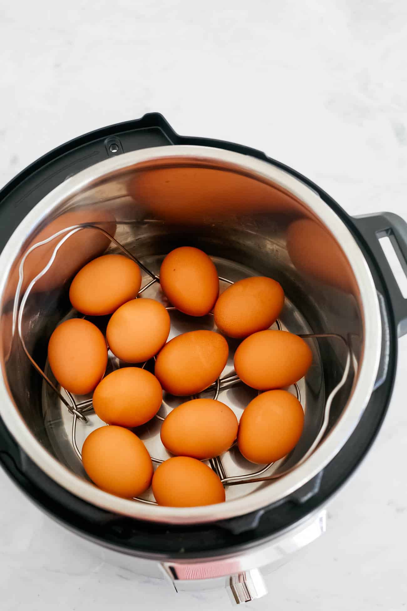 Hard boiled eggs inside of an Instant Pot.