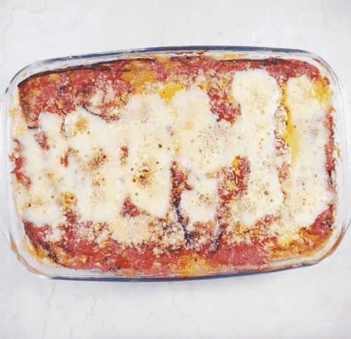 close up of eggplant lasagna