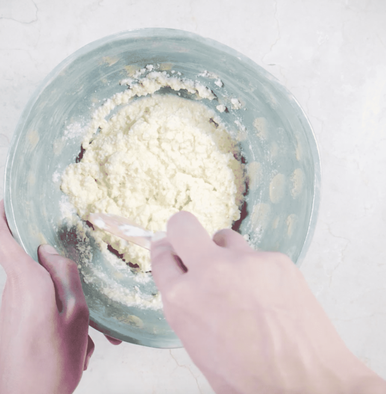 overhead view of ricotta mixture