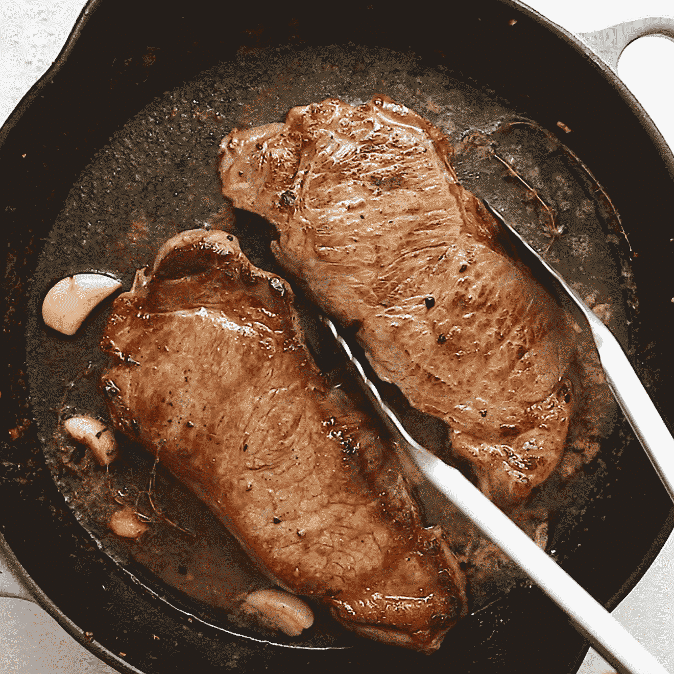 Perfectly Seared Cast Iron Steaks with Mushroom