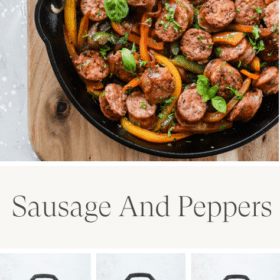 Titled Photo Collage (and shown): Sausage and Peppers Recipe
