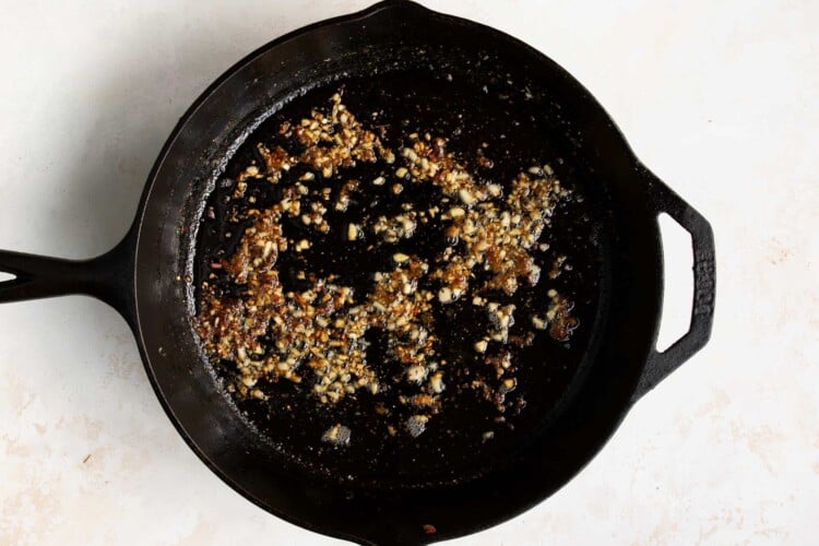 garlic and butter in a cast iron skillet