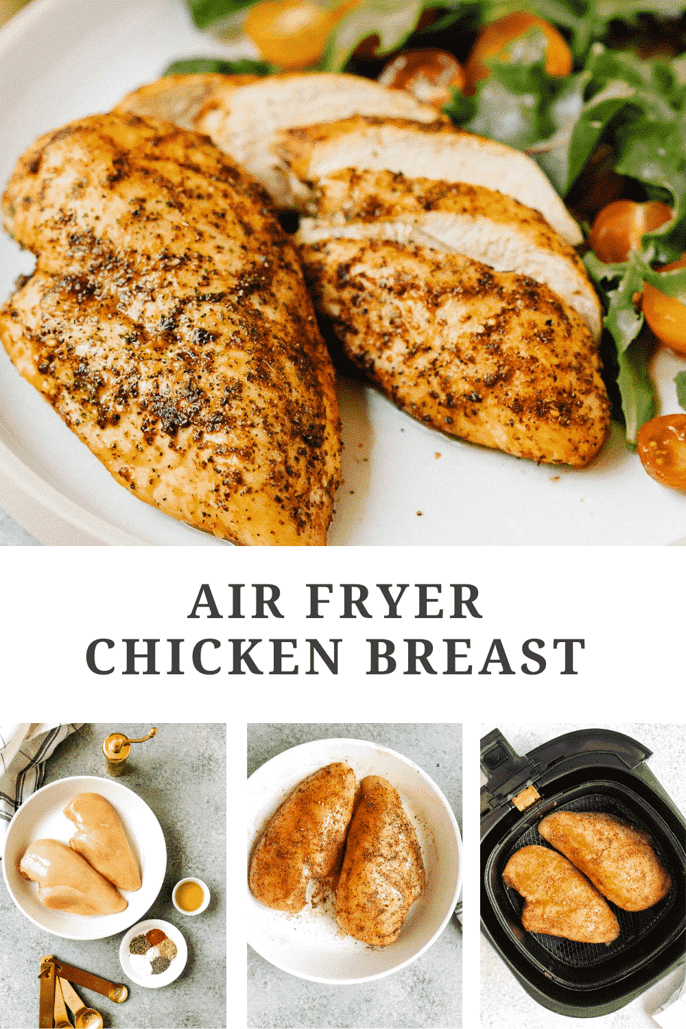 titled photo collage (and shown): Air Fryer Chicken Breast