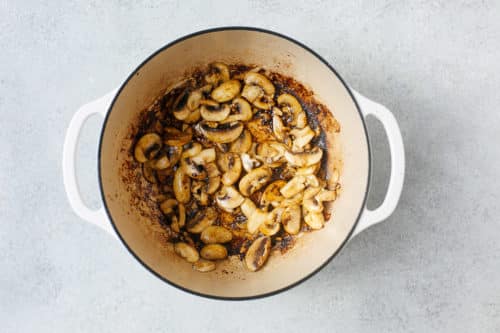 sautéed mushroom in a Dutch oven pot