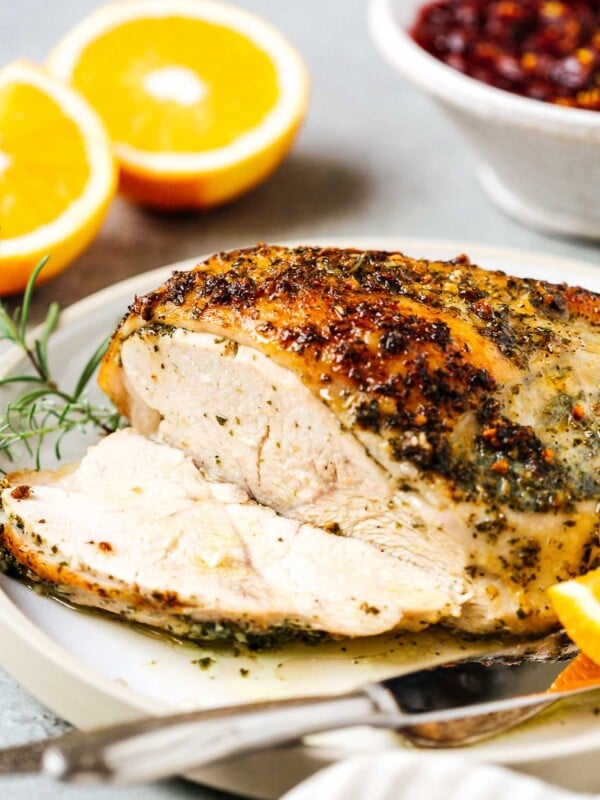 closeup of garlic butter turkey breast