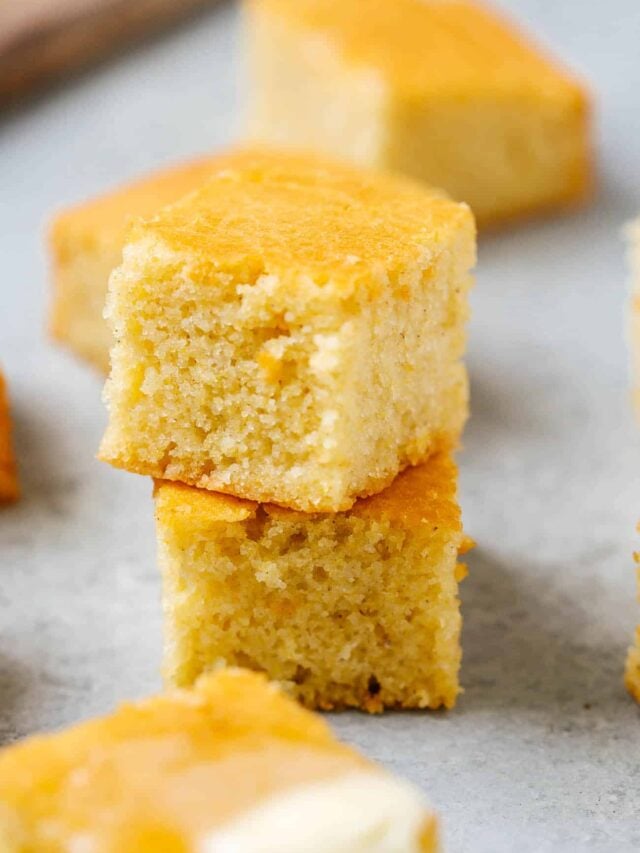 Closeup of two cornbread on top of each other