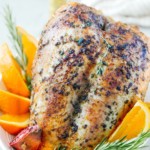 closeup of roasted turkey breast