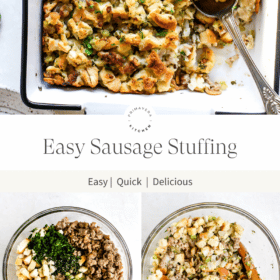 Titled Photo Collage (and shown): Easy Sausage Stuffing