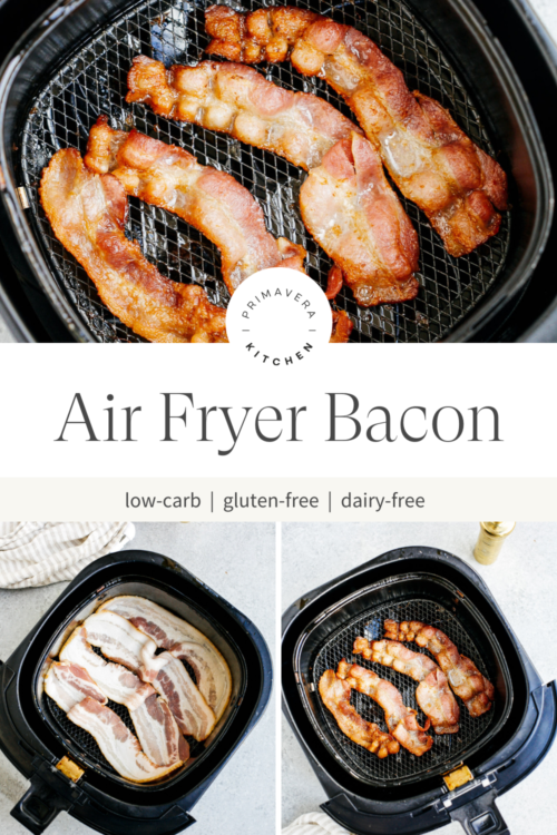 Titled Photo Collage (and shown): Air Fryer Bacon