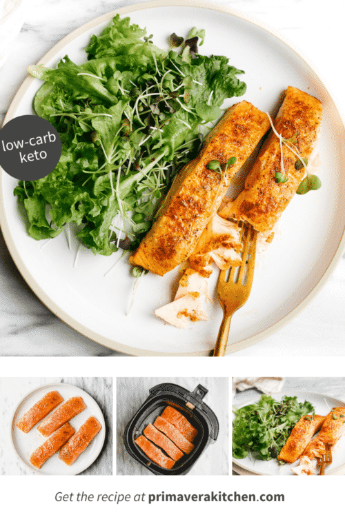 Collage of air fryer salmon recipe